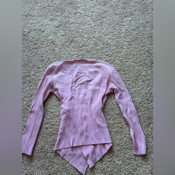 Pink Ribbed Wrap Top - Picture 6 of 7